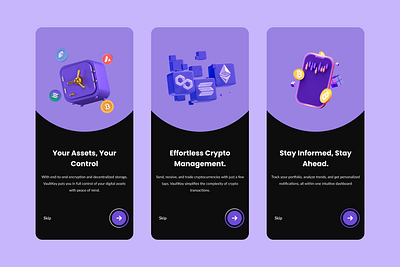 VaultKey Onboarding crypto cryptowallet mobile app onboarding ui uiux web3