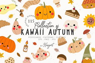 Autumn Kawaii Clipart Set animation logo motion graphics ui