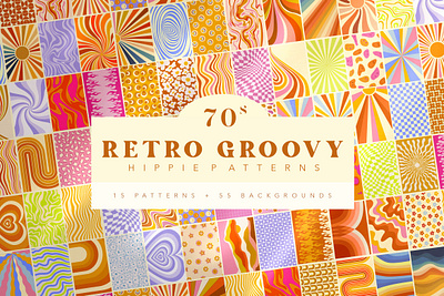 70 Retro Groovy Hippie Patterns 3d animation graphic design motion graphics ui