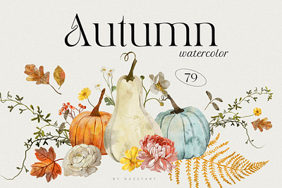 Autumn Fall Watercolor Set 3d animation graphic design logo motion graphics ui