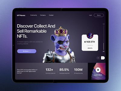 NFT Website blockchain card design crypto art cryptocurrency digital wallet explore collections herosection home page modern slider nft nft collections nft design nft marketplace nft platform nft portfolio nft trading nft ui