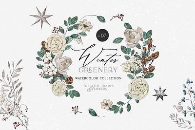 Winter Greenery Watercolor Set 3d animation branding graphic design logo motion graphics ui