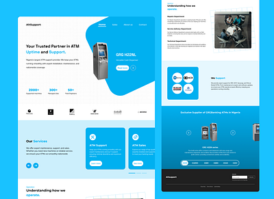 ATM Support Landing Page Design atm blue business company design landing page square support ui uiux uptime ux