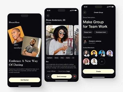 Social media app app design dating dating app design figma design interface mobile app mobile application mobileapp product design social media social media app ui uiux uiux design ux