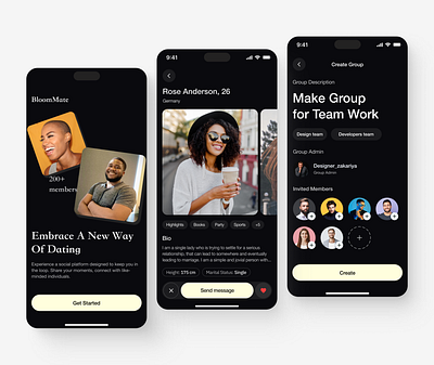 Social media app app design dating dating app design figma design interface mobile app mobile application mobileapp product design social media social media app ui uiux uiux design ux