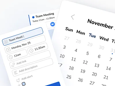 Mini Calendar UI Kit calendar design calendarui cleandesign day picker designkit designsystem event meeting productivityapp time picker uiinspiration