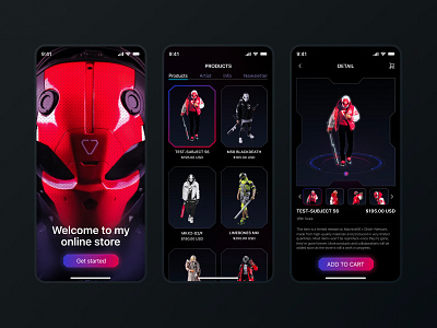 Machine56 Online Store UI Exploration branding fashion gradient home mask mecha mobile product robot shop store ui user interface ux xhart