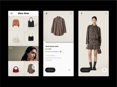 Miumiu: Minimalistic interface luxurydesign minimalism productdesign ui ux uxdesign