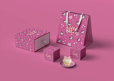 𝓴𝓲𝓽𝓽𝔂 bakes ♡ aesthetic bakery brand design brand identity branding design graphic design hello kitty kitty logo packaging packaging design