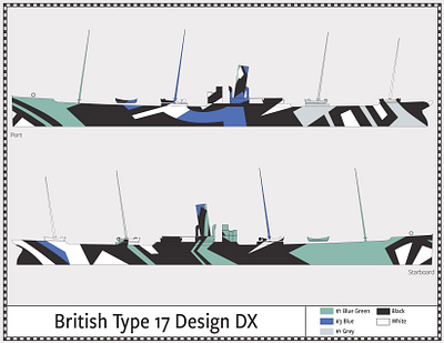 British Type 17, Design DX - Dazzle Camouflage - 1917 camouflage dazzle illustration