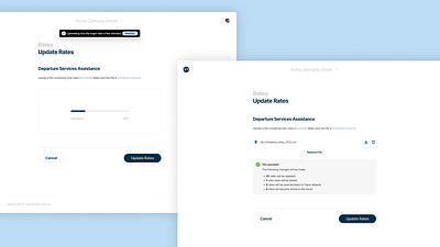 Product Design - Uploading Rates Function b2b product design saas ui design ux design