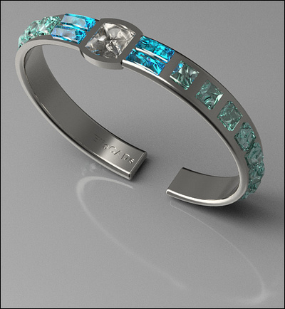 Bracelet-Polished Platinum and Diamond 3d 3d modelling design diamond fusion360 jewelry luxery model platinum product rendering