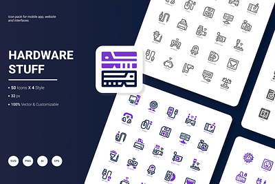 Hardware Stuff Icon Pack business creative pack design development hardware icon illustration management pack set technology ui