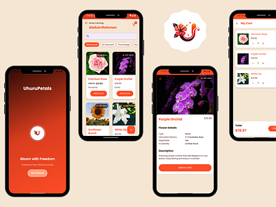UhuruPetals: Conceptual Floral E-commerce App app branding concept design design e commerce graphic design mobile app design ui uiux design