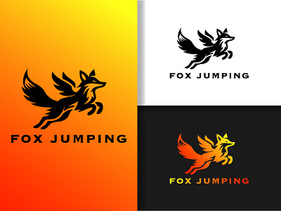 Fox Jumping Logo african aggression animal endangered fox fox jumping illustration jumping silhouette strength strong ui ux vector wilderness wildlife wings zoo