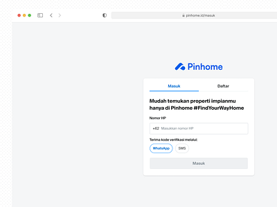 Pinhome Login and Sign Up daftar design login masuk mobile register signup ui uiux ux web webdesign