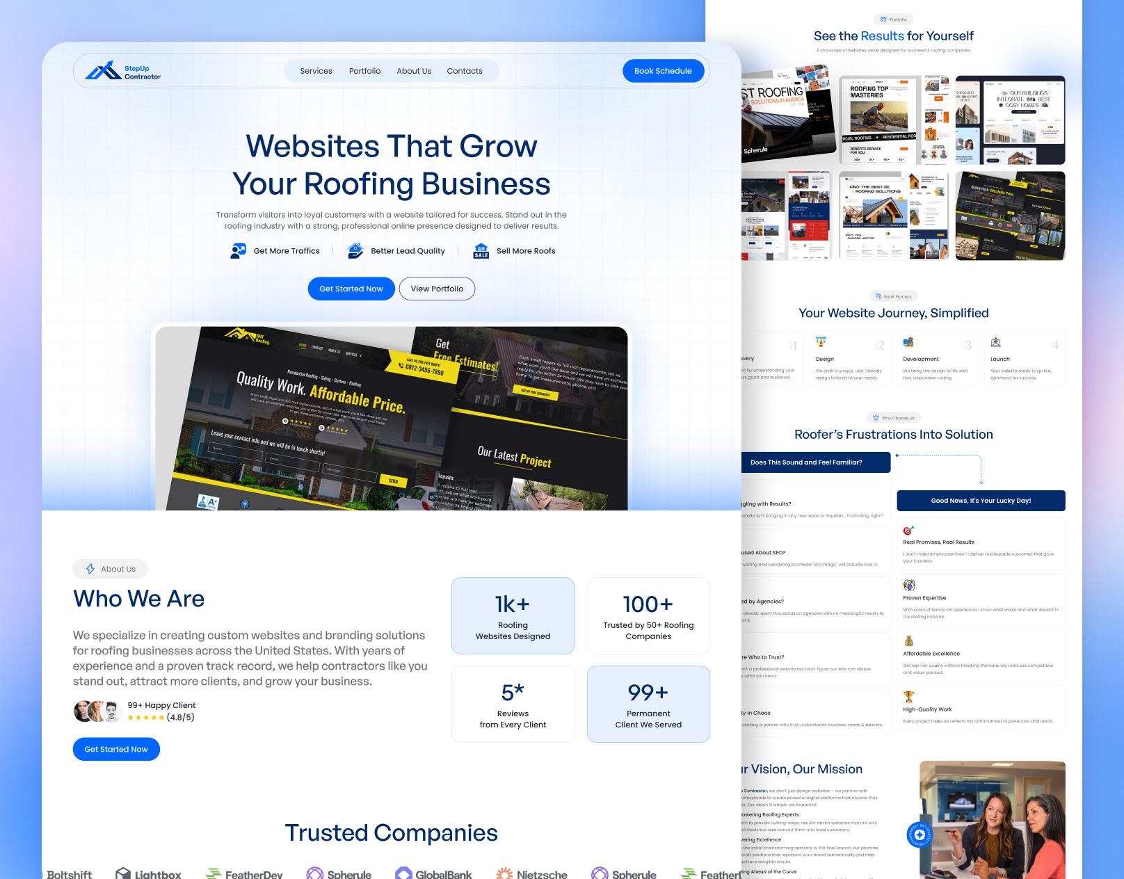 StepUp Contractor - Roofing Business Design Agency agency website branding branding design design agency homepage landing page logo poster design product design roofing business roofing website saas saas website ui ui design ux ux design web design website website design