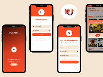 UhuruPetals: Conceptual Floral E-commerce App V2 concept design e commerce mobile app design ui uiux design