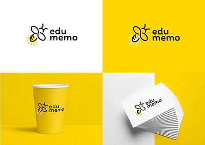 Edu Memo Logo branding educational firefly graphic design learning light logo school yellow