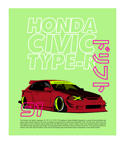 HONDA CIVIC | JDM Classic Artwork | T-Shirt Artwork | Wall Art clothing fashion honda civic honda type r jdm classic street style street wear tshirt artwork