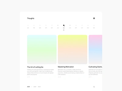 Thoughts app - Index app app design design gradient design gradients grafician index journal journal app minimalist thoughts ui ui design uidesign uxui