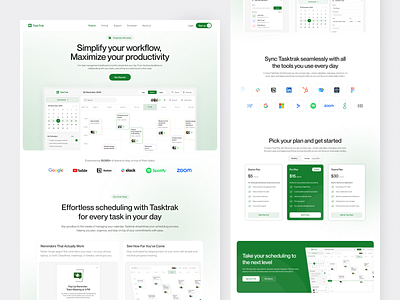 TaskTrak - Meeting Schedule Platform Webbsite calendar design event homepage kanban landing page management meeting planner saas schedule task task management ui ui design ux web design website work workflow