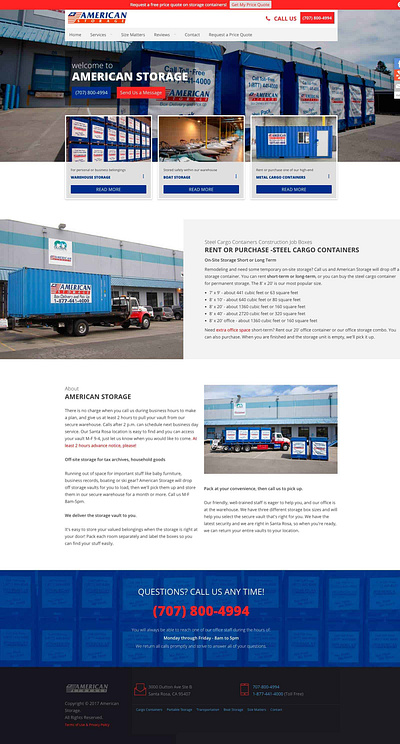 American Storage web design wordpress