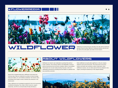 Longread about flowers article big font big type blue bold font brutalism cold colors first block first section flowers hero hero section logo longread magazine newspaper typography ui ux website