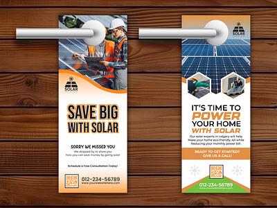 Solar Business Door Hanger Design battery branding design door hanger flyer design graphic design illustration vector