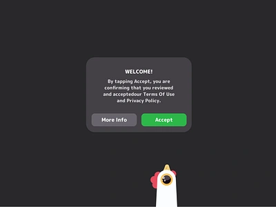 Interactive Chicken Animation for Accept Button animation bird character animation chicken motion privacy policy terms of use