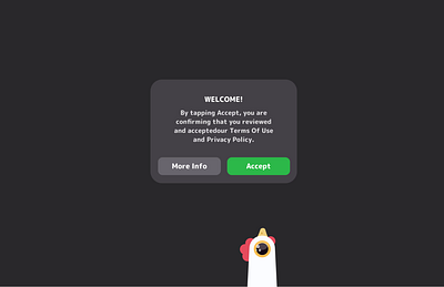 Interactive Chicken Animation for Accept Button animation bird character animation chicken motion privacy policy terms of use