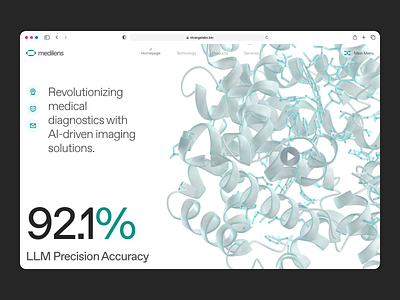 medilens: AI Medical Diagnostics & Imaging - Hero Exploration UI 3d ai diagnostics ai medical imaging biotech biotech landing page biotech web design biotech website clean clinical website diagnostic diagnostics website digital health medical imaging medical website minimal modern responsive smart health teal therapeutics