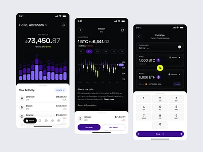 Crypto Mobile App UI/UX analytic banking bitcoin blockhain chart crypto crypto app crypto bitcoin crypto exchange crypto trading eth ethereum exchange ios mobile app design product design trading ui ux wallet