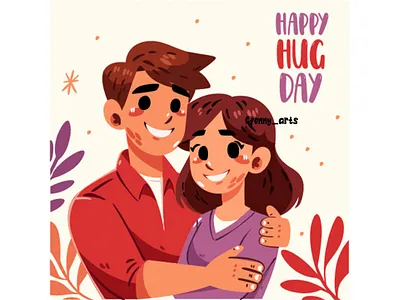 Hand Drawn Hug Day Illustration care celebration charming couple day family friendship happiness happy heart hug joy love loving moment positive relationship support together warmth