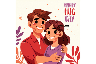 Hand Drawn Hug Day Illustration care celebration charming couple day family friendship happiness happy heart hug joy love loving moment positive relationship support together warmth