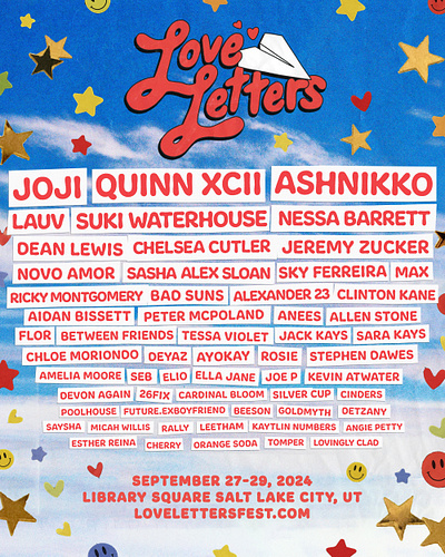 Love Letters Music Festival branding collages concerts hand lettering hand made music festival product design social media