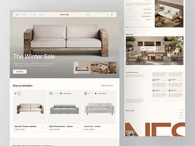 Nest & Noir - E Commerce Website clean design ecommerce furniture furniture landing page furniture website ikea interior interior design landing page minimalist online store shop ui ux web web design website wood wooden