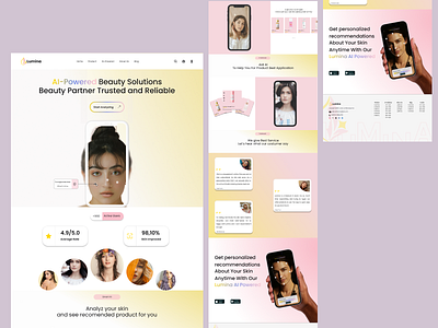 Lumina - Skincare With Ai Powered Landing Page ai branding design desktop graphic design landing page skincare ui web