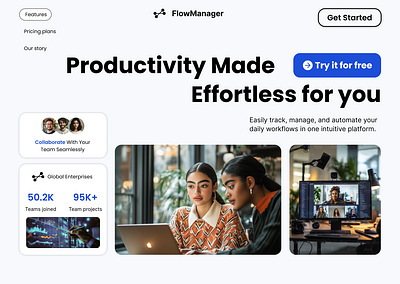 Productivity Management app landing page design design figma landing page ui ux website design