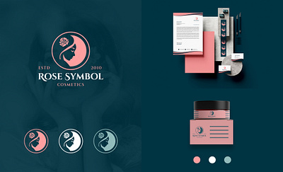 Rose Symbol Cosmetics Brand Logo Design beauty logo brand book brand guideline brand identity branding chic logo cosmetic logo creative logo design elegant logo feminine logo graphic design logo luxury logo minimalist logo sophisticated logo timeless logo