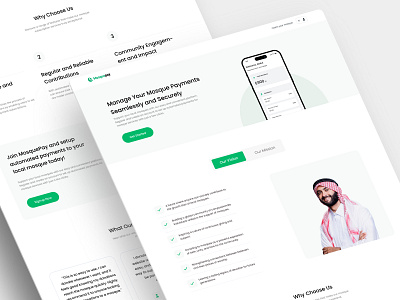 MosquePay Member App page branding clean clean website donation web donations mosque donatatin mosque web tranding website