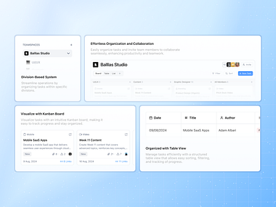 Task Management Features - Organizer app bento bento grid blue branding design gradient grid task task management ui