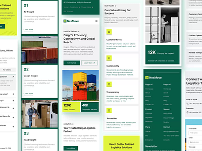 NexMove - Responsive Logistic Cargo Website Animation animation cargo company profile distribution figma framer framer template landing page landing page template logistic logistics company package responsive shipment shipping transporting ui kit ui8 website template website theme