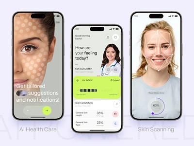 AI Healthcare Skin Scanning ai ai app ai application app design agency artificial intelligence beauty app biometrics dashboard design health healthcare app homieslab mobile monitoring saas scan skin care tracking ui uiux