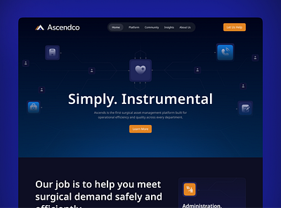 Surgical Asset Management Platform - Landing Page agency analytics app business finance management forex landing page layout management minimal monitoring online banking platform saas tracking ui ui design uiux web design website