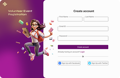 Sign Up / Sign In page daily ui figma login page task ui ux volunteer event