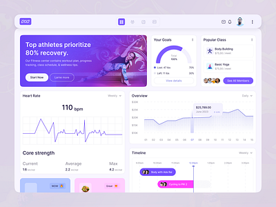 Yoga and body building class (Dashboard) body dashboard design designer fitness meditation mental health mindfullness muscle product design saas sports startup ui ux web web app wellnes yoga yoga online class