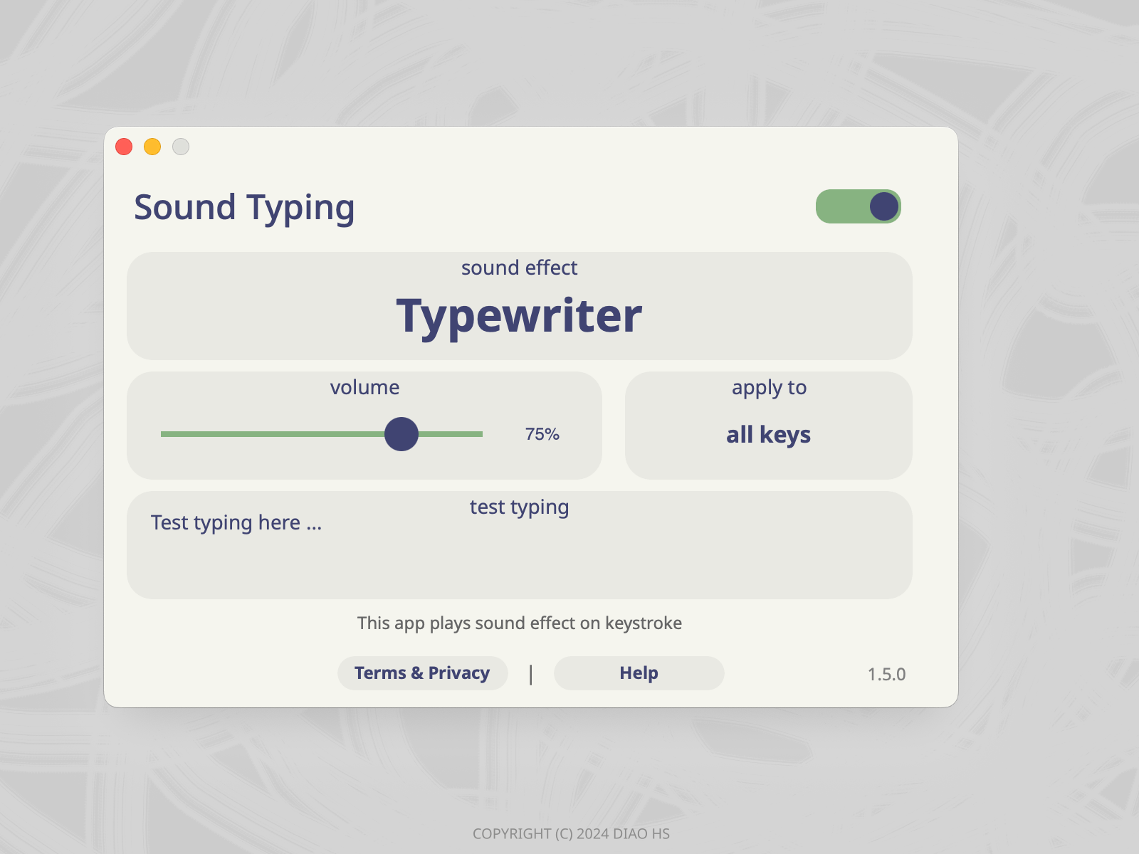 Sound Typing App app ui