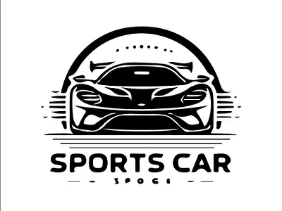 Sports car minimal art logo design illustration automotive