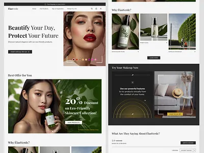 ÉlanVerde - Landing Page branding web design clean design cosmetic cosmetic web design cosmetic website environmentally friendly kosmetik web design landing page minimalist modern modern design ui design uiux design ux design web design